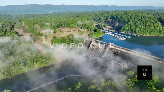 stock video fog over tennesse mountains at Norris Dam