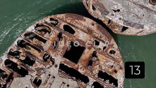 CLIP 13 - Kiptopeke Concrete Ships, VA looking down on main deck of ship