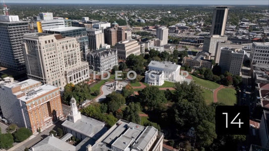 CLIP 14 - Richmond, VA Vol. 2 - aerial view of State Capital Building downtown