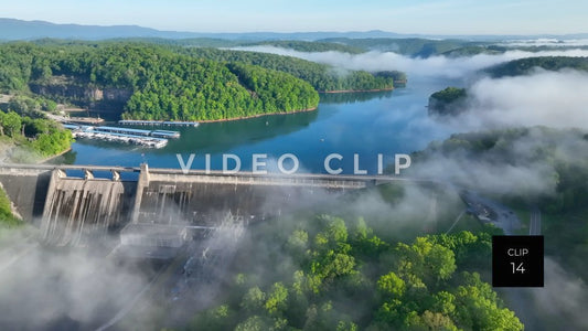 stock video fog over tennesse mountains at Norris Dam