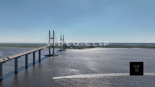 CLIP 15 - Brunswick, GA Sidney Lanier Bridge in afternoon sunshine