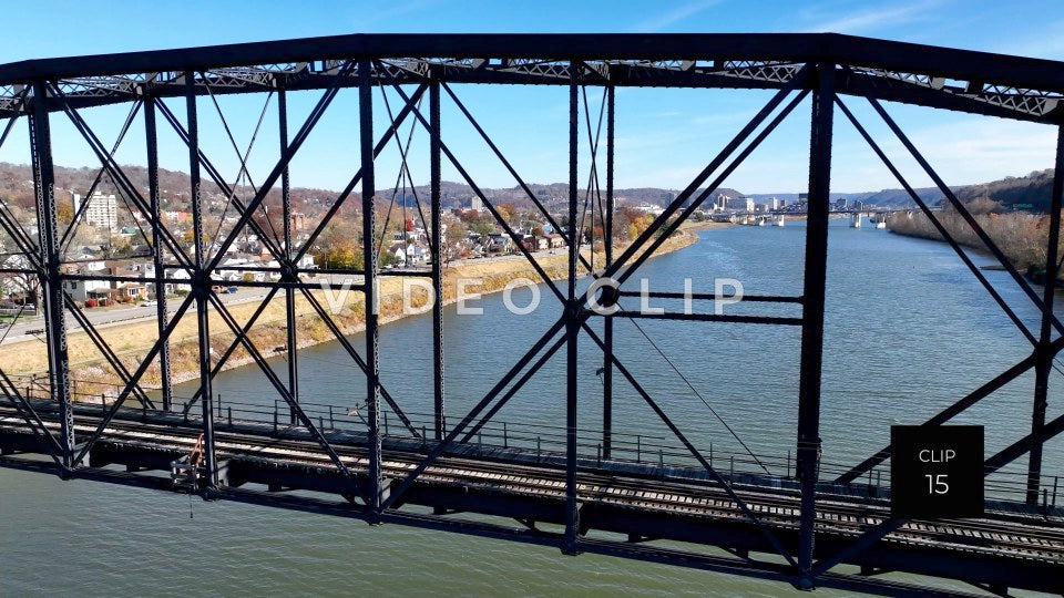 CLIP 15 - Charleston, WV close drone flight past train bridge