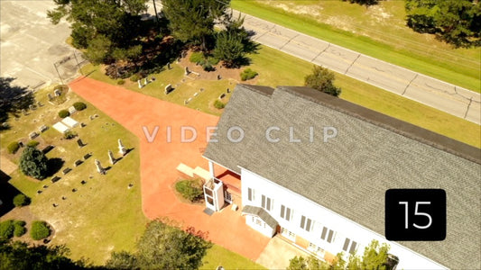CLIP 15 - Indiantown Presbyterian Church aerial view beside country road