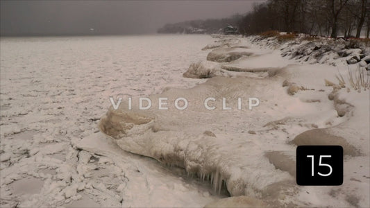 CLIP 15 - Winter Vol. 3 - Winter Lake Ontario ice formations along frozen shoreline