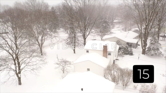 CLIP 15 - Winter Vol. 4 - Snow covered homes in small town neighborhood