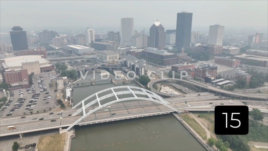 CLIP 15 - Rochester, NY Vol. 8 - City skyline as Canadian wildfire smoke passes through downtown