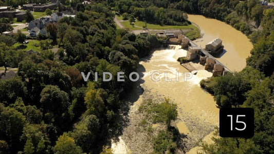 CLIP 15 - Rochester, NY Vol. 6 - aerial approaching Middle Falls on Genesee River