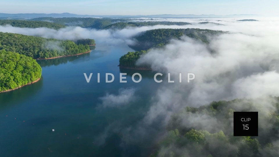 stock video fog over tennesse mountains at Norris Dam