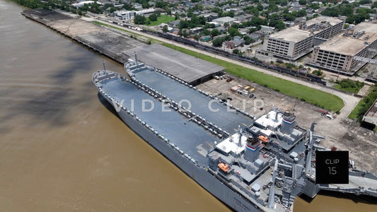 CLIP 15 - New Orleans, LA flight over cargo ships then over Mississippi River