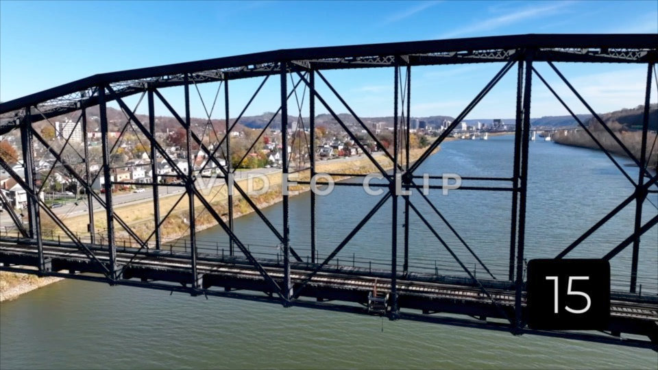 CLIP 15 - Charleston, WV close drone flight past train bridge
