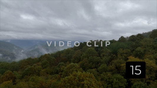 CLIP 15 - Ohiopyle, PA mist and fog form over mountain as clouds pass overhead