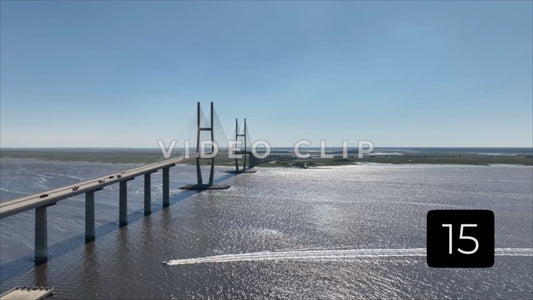 CLIP 15 - Brunswick, GA Sidney Lanier Bridge in afternoon sunshine