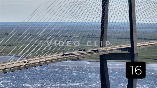 CLIP 16 - Brunswick, GA close up of Sidney Lanier Bridge with traffic