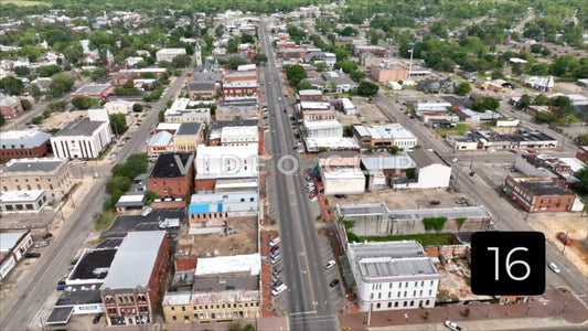 CLIP 16 - Selma, AL aerial landscape view of downtown streets and buildings