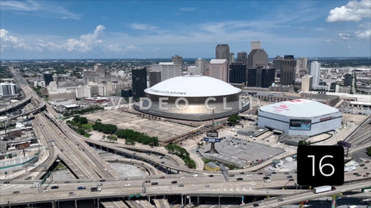 CLIP 16 - New Orleans, LA Vol. 1 - Caesars Superdome downtown and cars traveling on highways