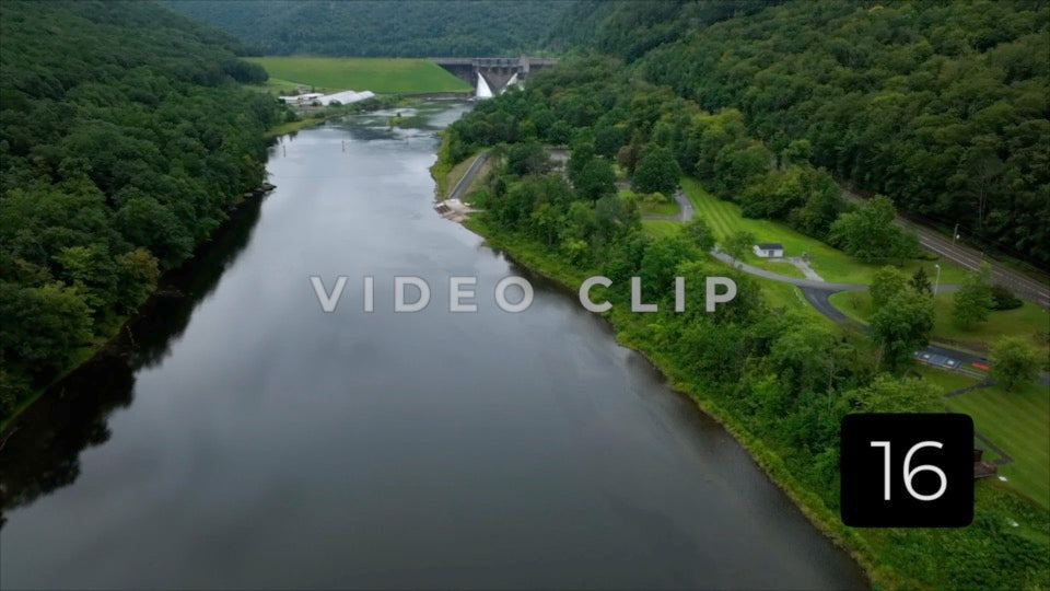 CLIP 16 - Aerial landscape with public park and Kinzua Dam in Allegheny National Forest