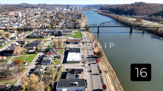 CLIP 16 - Charleston, WV drone flight by river towards downtown