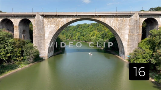 CLIP 16 - Rochester, NY Vol. 4 - Veterans Memorial Bridge lowering down to view arch over Genesee river