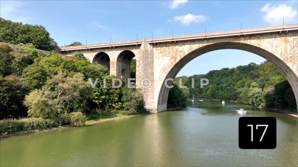 CLIP 17 - Rochester, NY Vol. 4 - Veterans Memorial Bridge with beautiful sunlight on arches