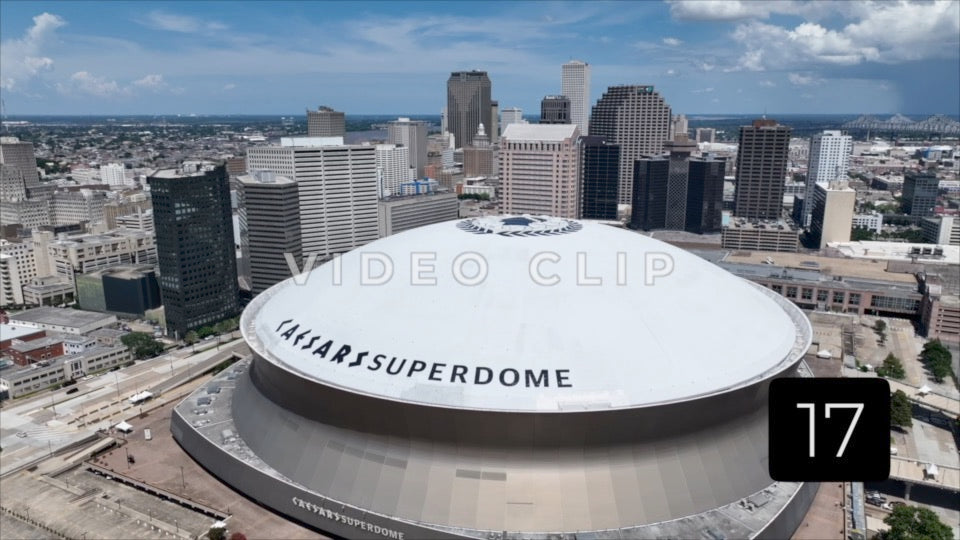 CLIP 17 - New Orleans, LA Vol. 1 - close up of Caesars Superdome downtown