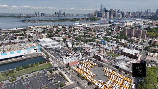 CLIP 17 - New York, NY city skyline aerial view from Staten Island