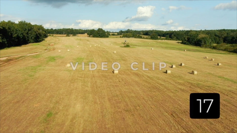 CLIP 17 - Eatonton, GA - countryside farmland with hay rolls