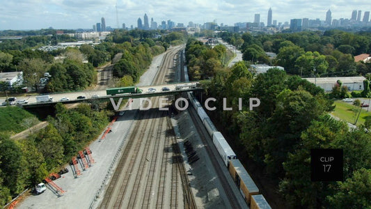 CLIP 17 - Atlanta, GA Train moving toward skyline