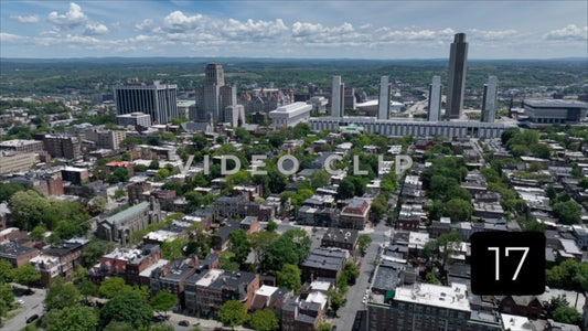 CLIP 17 - Albany, NY Vol. 1 - flying over urban neighborhood towards downtown