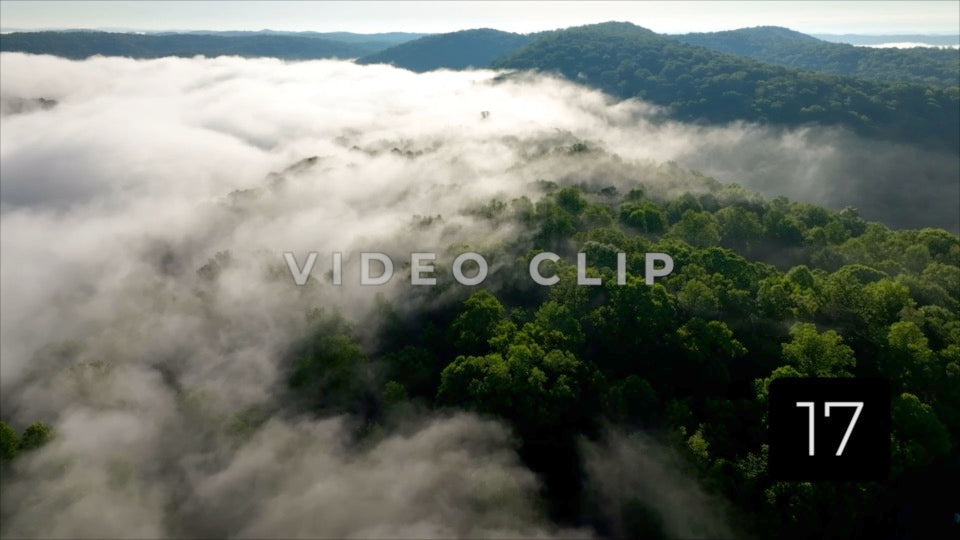 CLIP 17 - Majestic morning fog gracefully rolls over Tennessee mountains