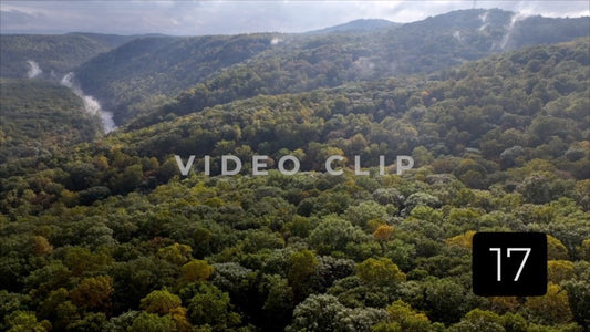 CLIP 17 - Ohiopyle, PA rising up over mountain landscape with Youghiogheny River below