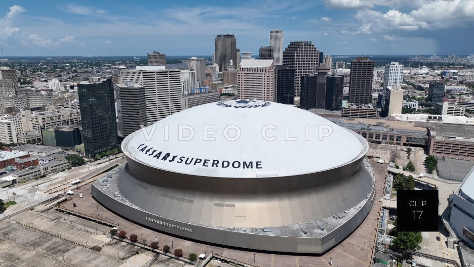 CLIP 17 - New Orleans, LA close up of Caesars Superdome downtown