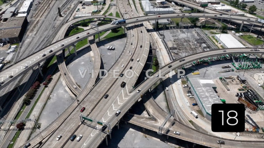 CLIP 18 - New Orleans, LA Vol. 1 - looking down on cars and trucks traveling on highway interchanges