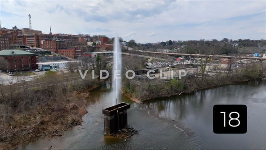 CLIP 18 - Lynchburg, VA Vol. 1 - dramatic close flight by water fountain in James River