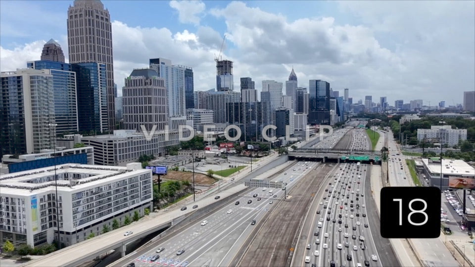 CLIP 18 - Atlanta, GA Vol. 3 - Midtown skyline with 75/85 Interstate traffic