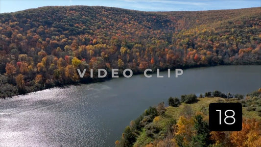 CLIP 18 - Tioga Dam and Reservoir, PA beautiful view of reservoir in Fall season