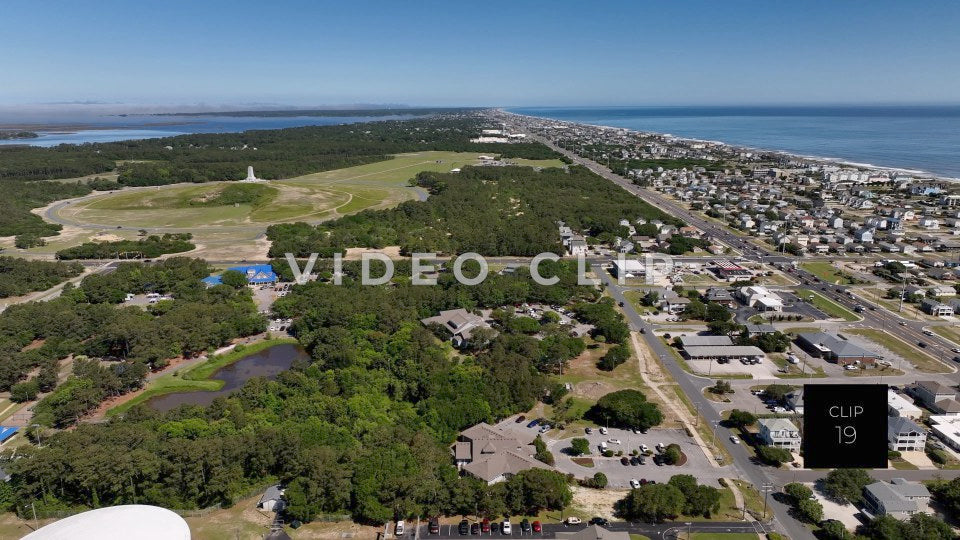 CLIP 19 - Outer Banks, NC Kill Devil Hills coastline with Wrights Brothers National Memorial