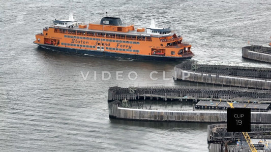 CLIP 19 - New York, NY Staten Island Ferry leaving station heading for NY city