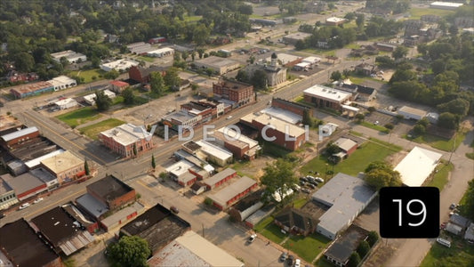 CLIP 19 - Hawkinsville, GA aerial of downtown with Pulaski County Courthouse
