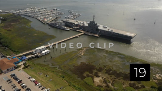 CLIP 19 - Charleston, SC USS Yorktown battleship in harbor at Patriots Point
