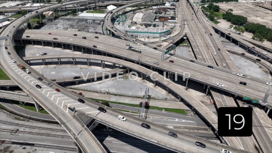 CLIP 19 - New Orleans, LA Vol. 1 - looking down on cars and trucks traveling on highway interchanges