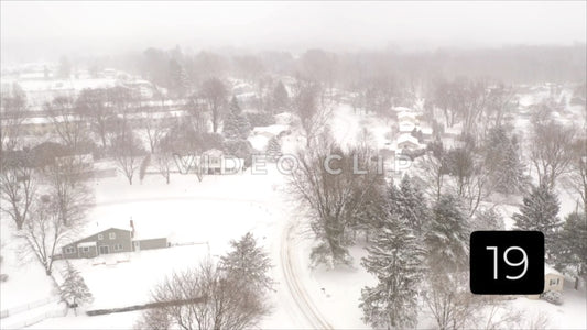 CLIP 19 - Winter Vol. 4 - Winter snow storm blankets neighborhood homes