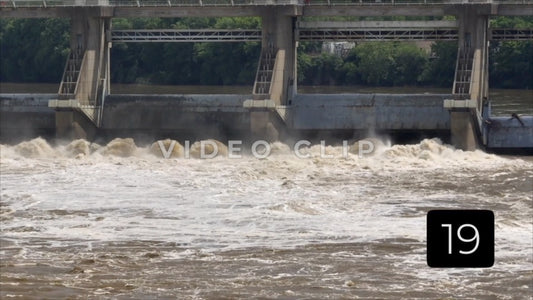 CLIP 19 - Louisville, KY close up of spill gates at Falls of the Ohio Natural Wildlife Conservation Aera