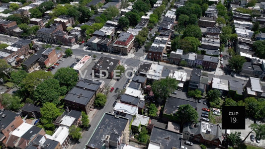 CLIP 19 - Albany, NY looking down at neighborhood homes beside Washington Park
