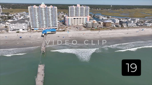 CLIP 19 - Cherry Grove Beach, SC fishing pier damaged by Hurricane Ian storm surge