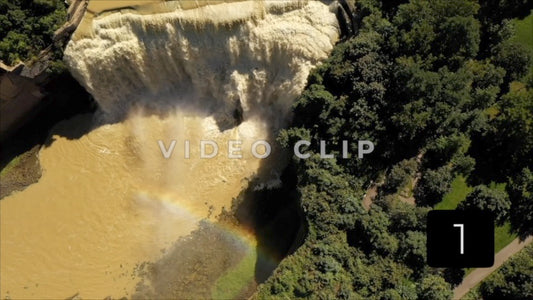 CLIP 1 - Rochester, NY Vol. 6 - aerial over Lower Falls with rainbow