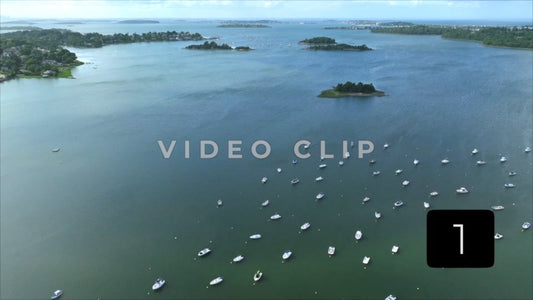 CLIP 1 - Boston, MA aerial landscape with boats in harbor with islands on horizon