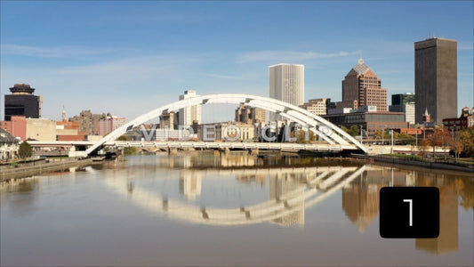 CLIP 1 - Rochester, NY Vol. 1 - city skyline with Frederick Douglass Susan B. Anthony Memorial Bridge