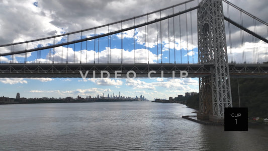 CLIP 1 - Hudson River, NY George Washington Bridge with NY skyline in distance