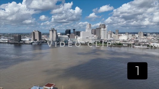 CLIP 1 - New Orleans, LA Vol. 1 - rising up over Mississippi river to city skyline