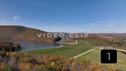 CLIP 1 - Tioga Dam and Reservoir, PA rising up to reveal reservoir